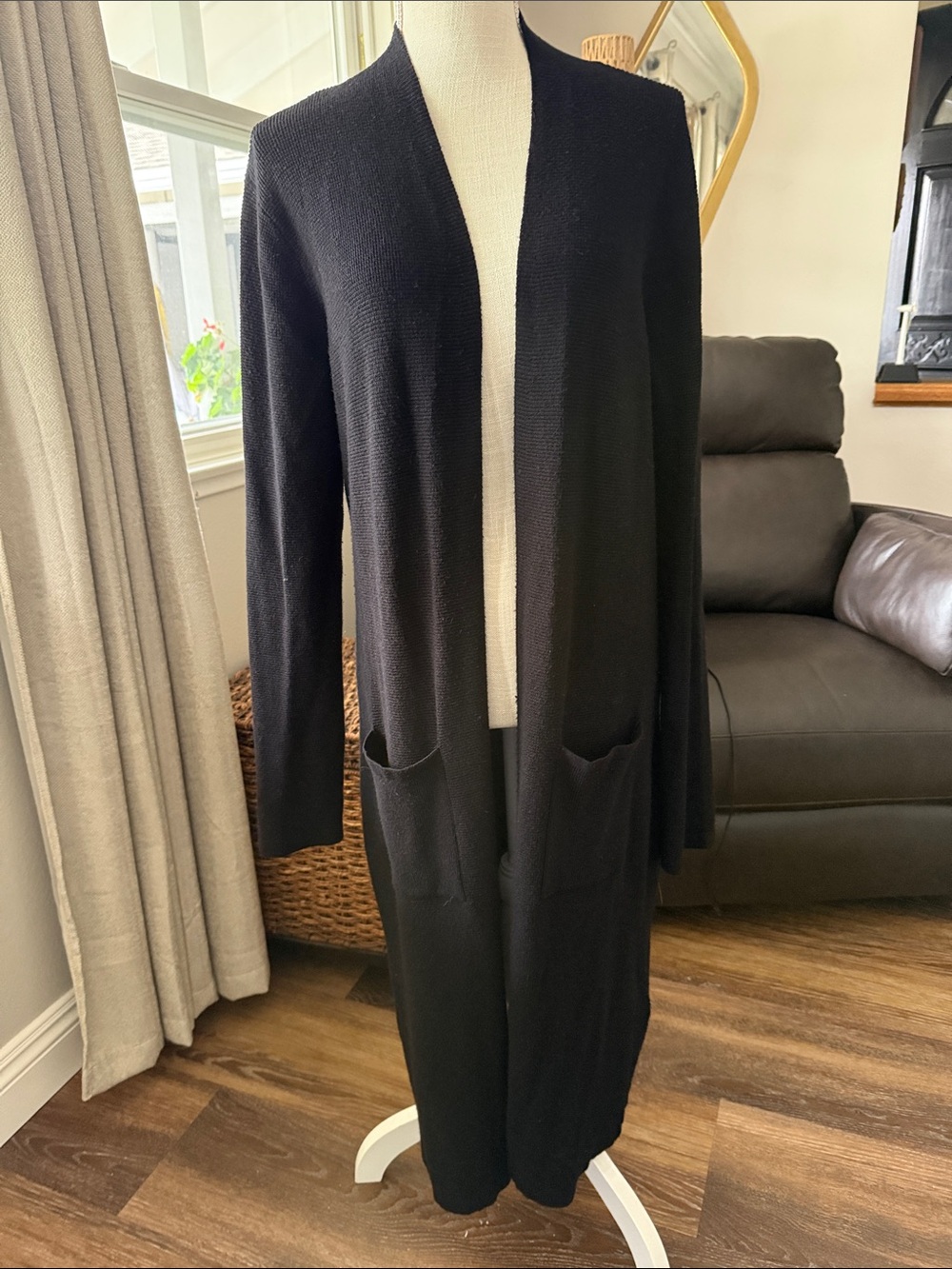 Cyrus Black Long Open-Front Women's Cardigan